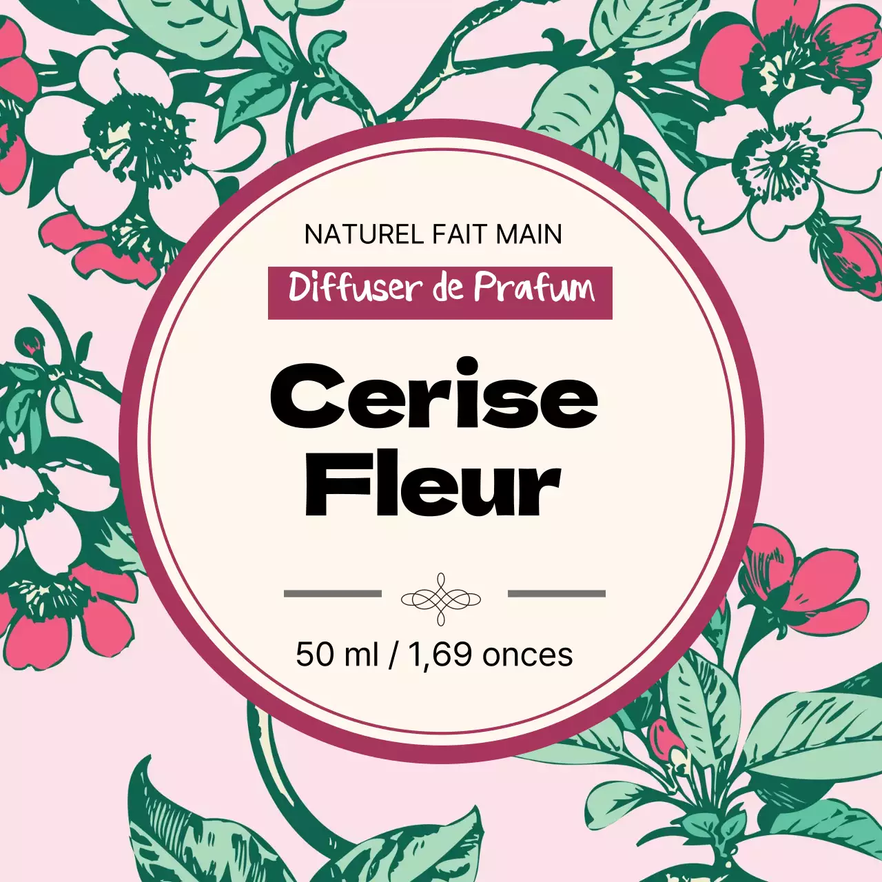 Étiquette de parfum vintage avec illustration rose