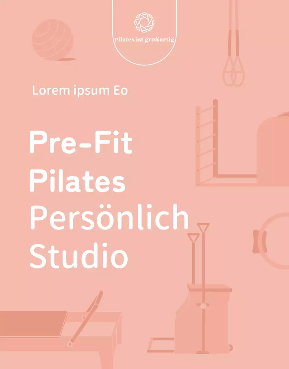 Monotones Pilates-Werbethema mit klaren Illustrationen und abgerundeten Formen