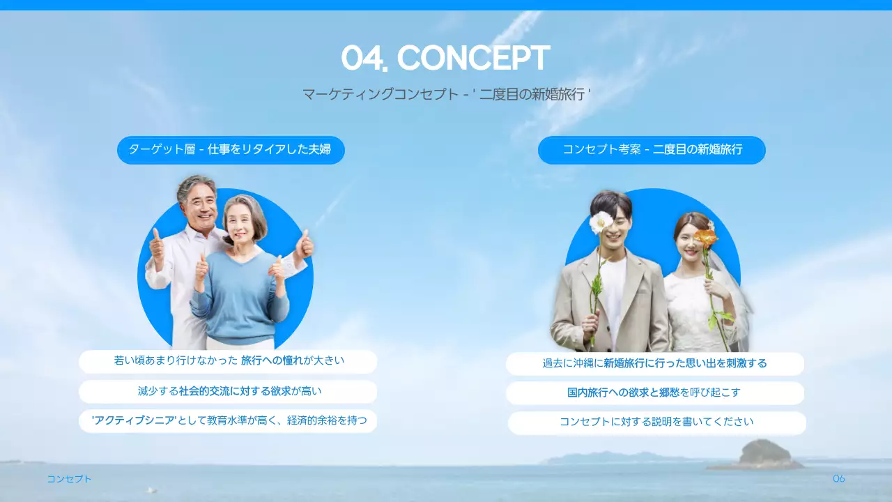 青 シンプル マーケティング 企画書 プレゼンテーション