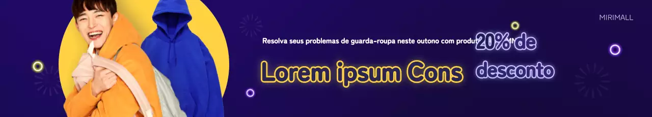 Promoção de vestuário de conceito amarelo néon e azul