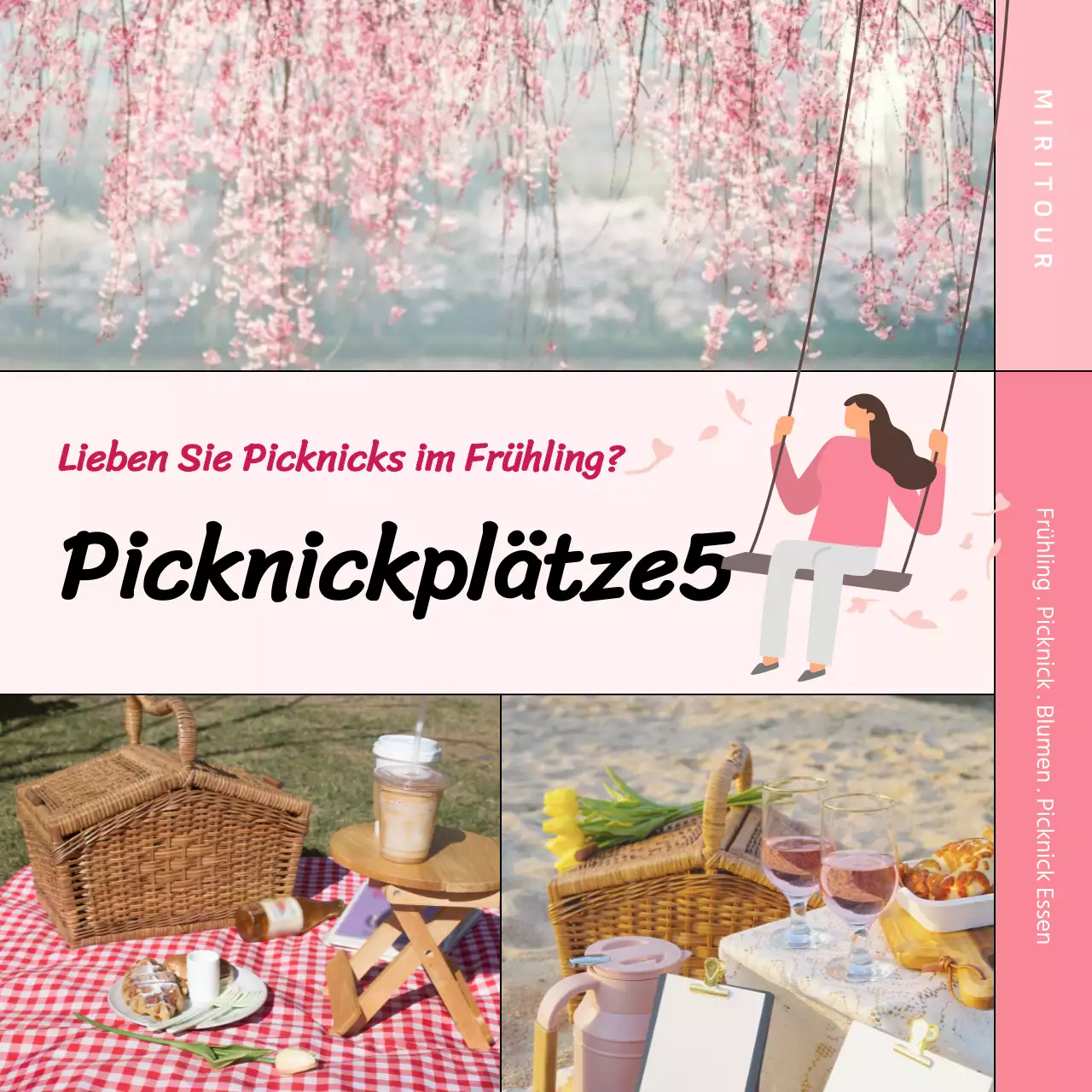 Hervorhebung von Fotorahmen in Rosa Einführung in Picknickplätze im Frühling