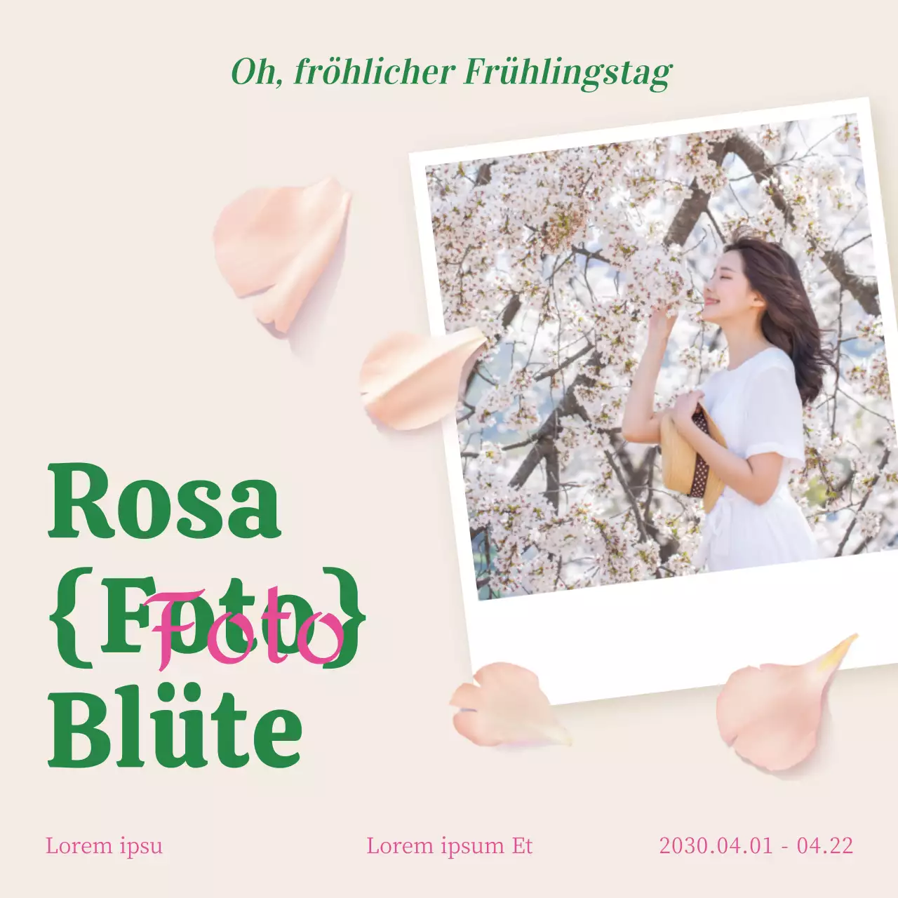 Polaroid-Foto zum Thema Kirschblütenfest in Rosa