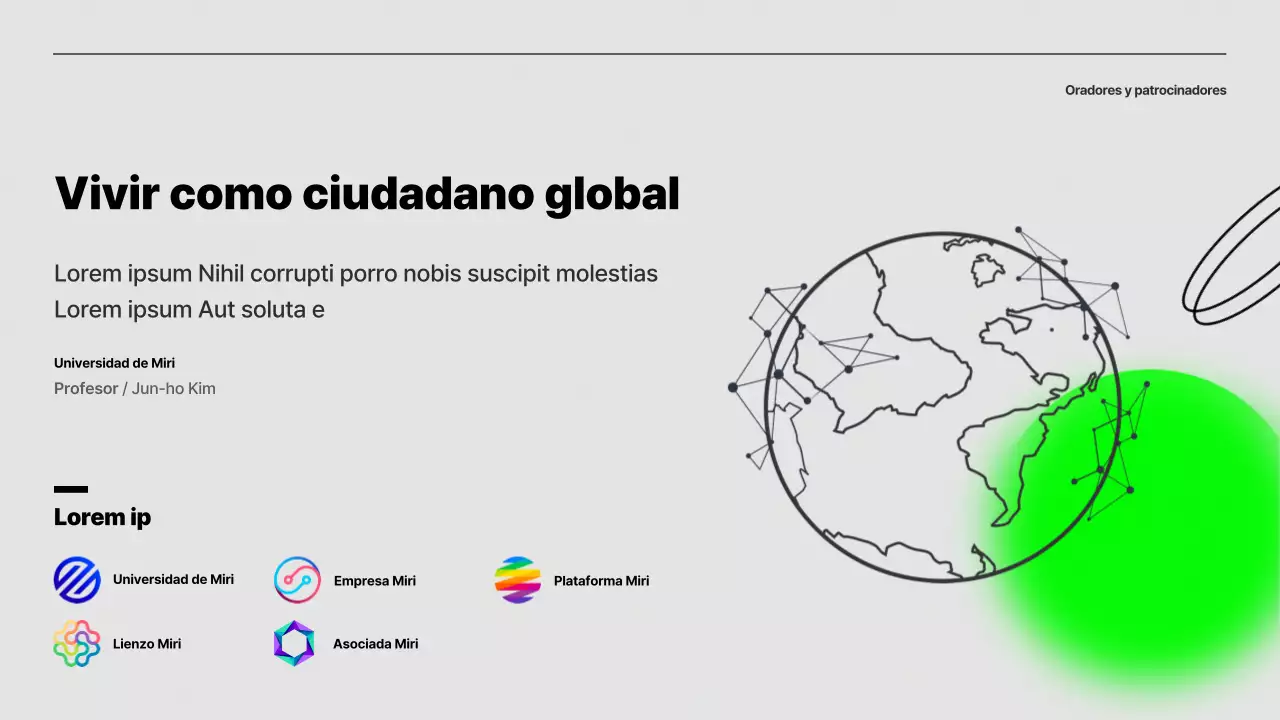 Sencilla presentación de orientación para conferencias en gris y verde lima