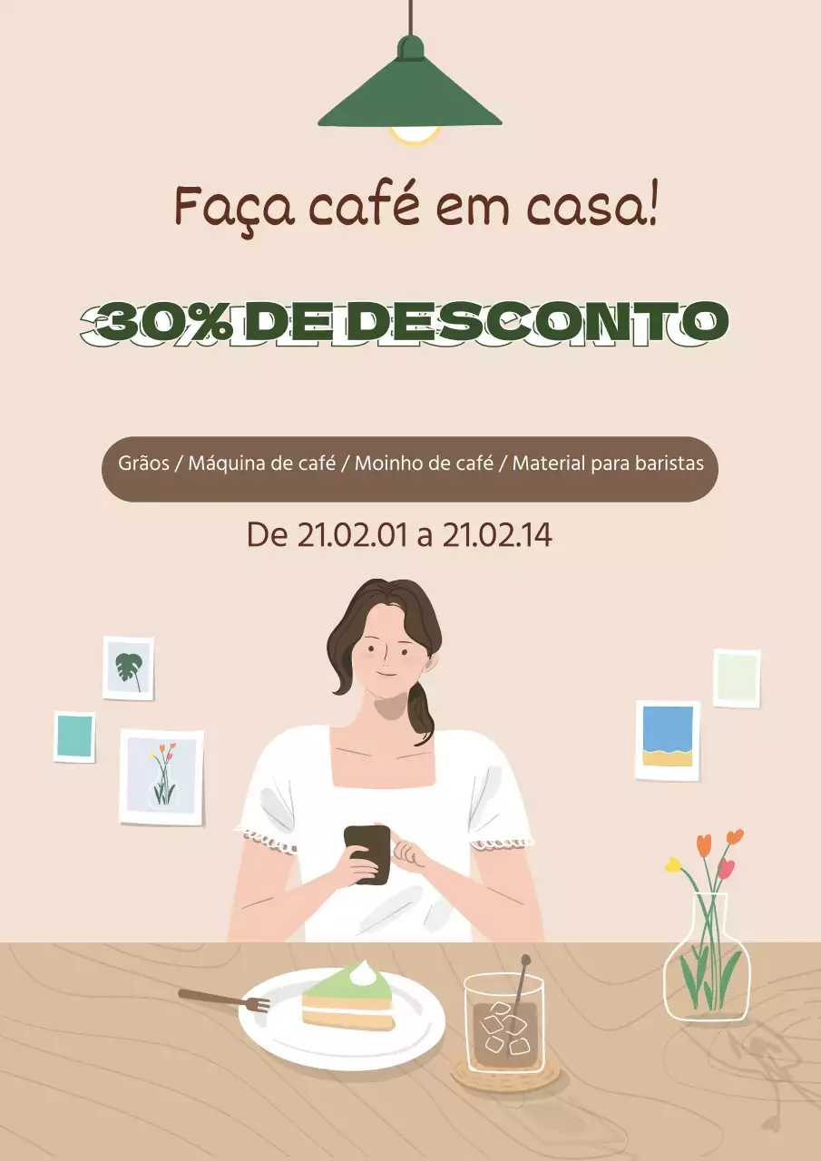 verde bege ilustração interior moderno casa café promoção evento
