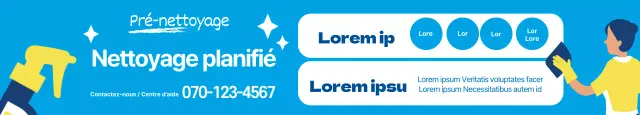 Illustration bleue faisant la promotion d'un service de nettoyage soigné