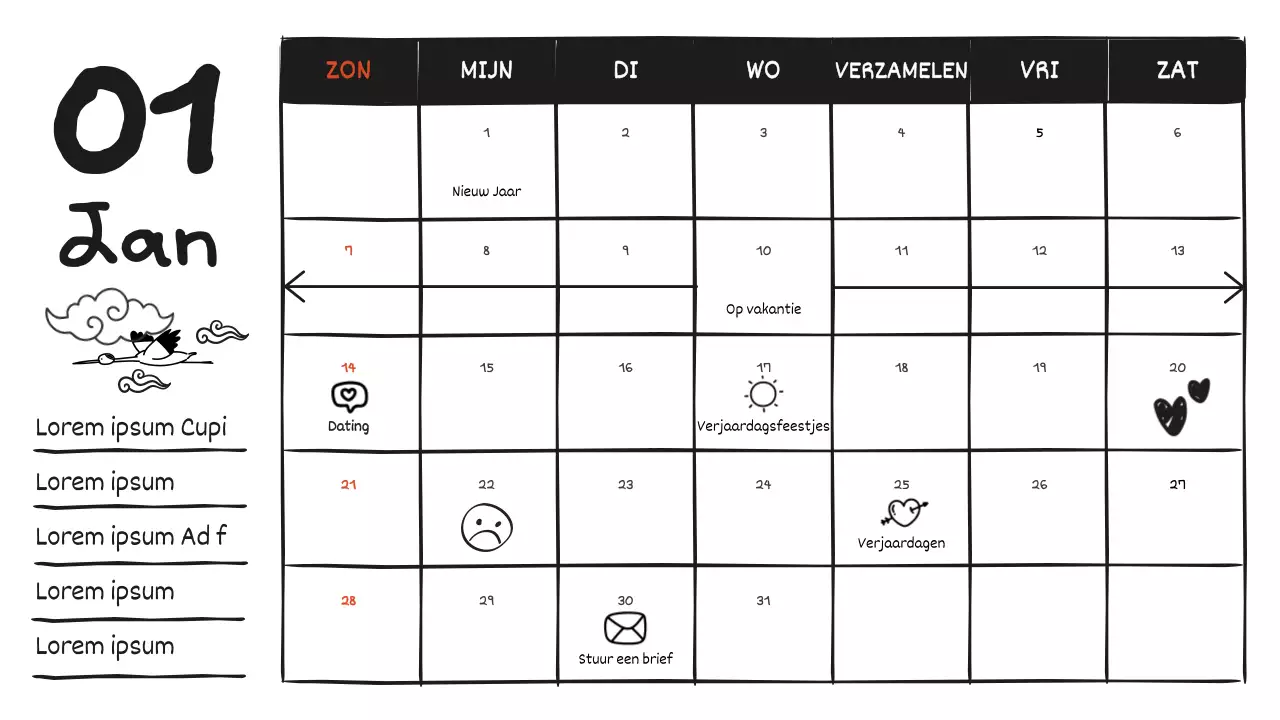 Een zwart-wit, doodle-y dagboekpost met een schattig doodle-gevoel