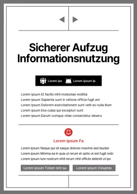 Ein sauberes, schwarz-weißes Aufzugsschild in Form eines Aufzugs