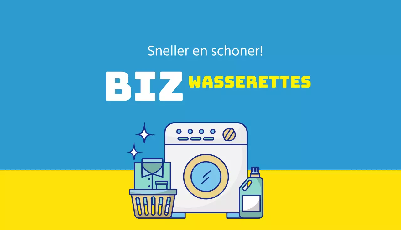 Blauwgele illustratie ter promotie van een schone was