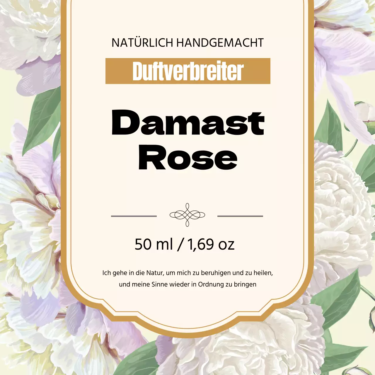 Vintage Parfüm Etikett mit gelber Illustration