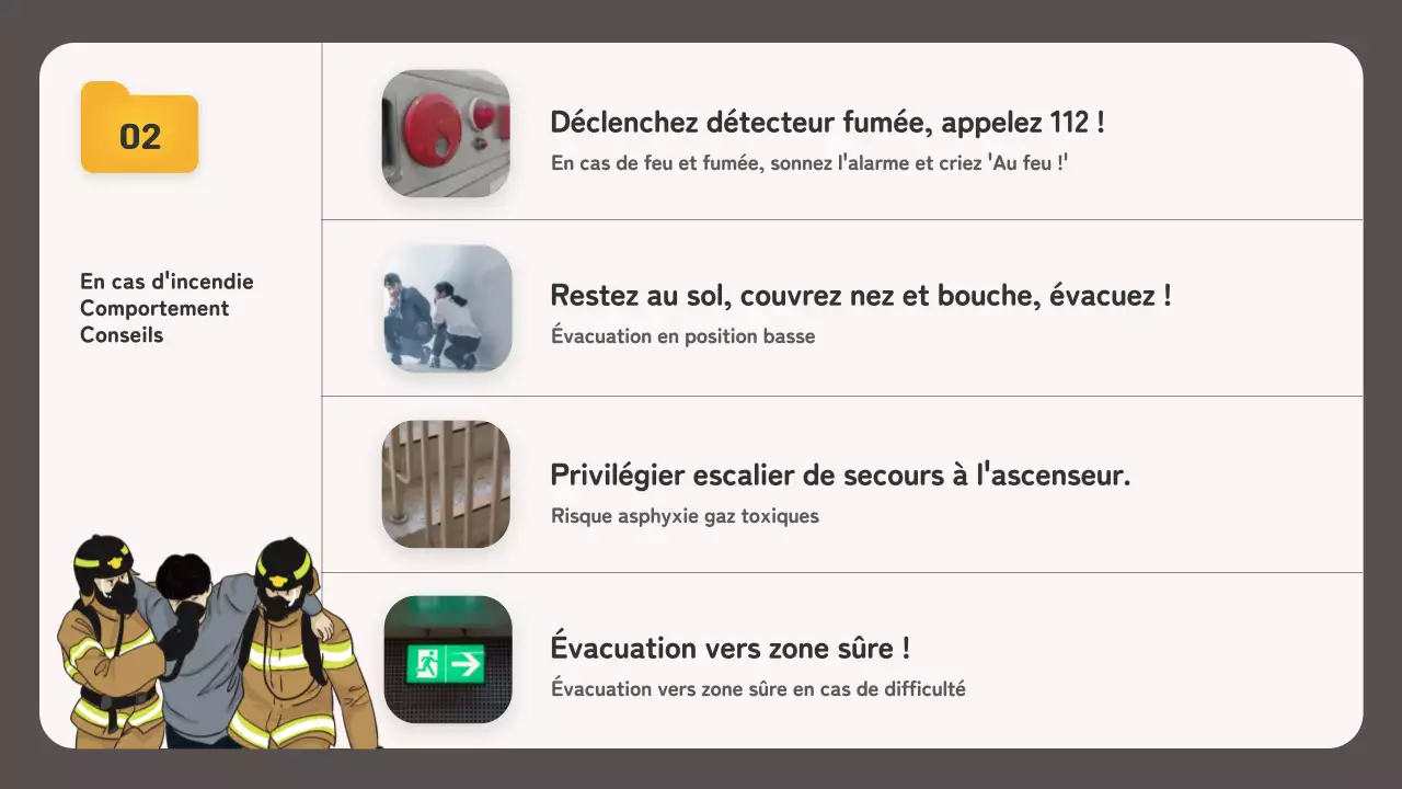 Formation à la sécurité incendie avec un concept d'explorateur de fichiers beige