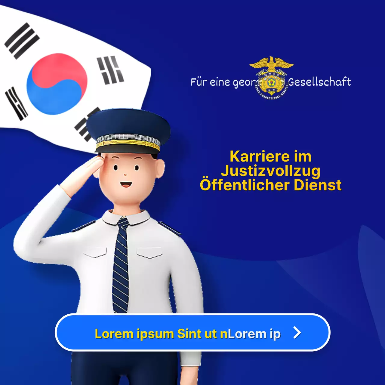 Förderung der Informationskonsultation zur Beamtenprüfung mit blauen und gelben Farbtönen