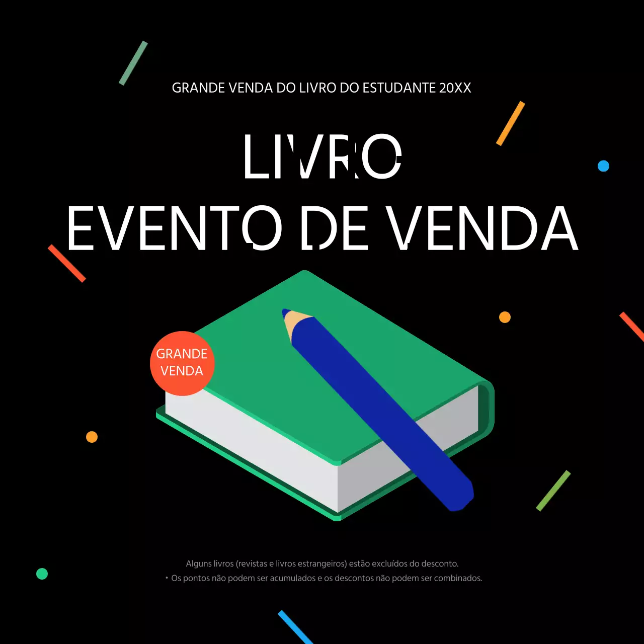 Evento de venda de SATs preto e vívido
