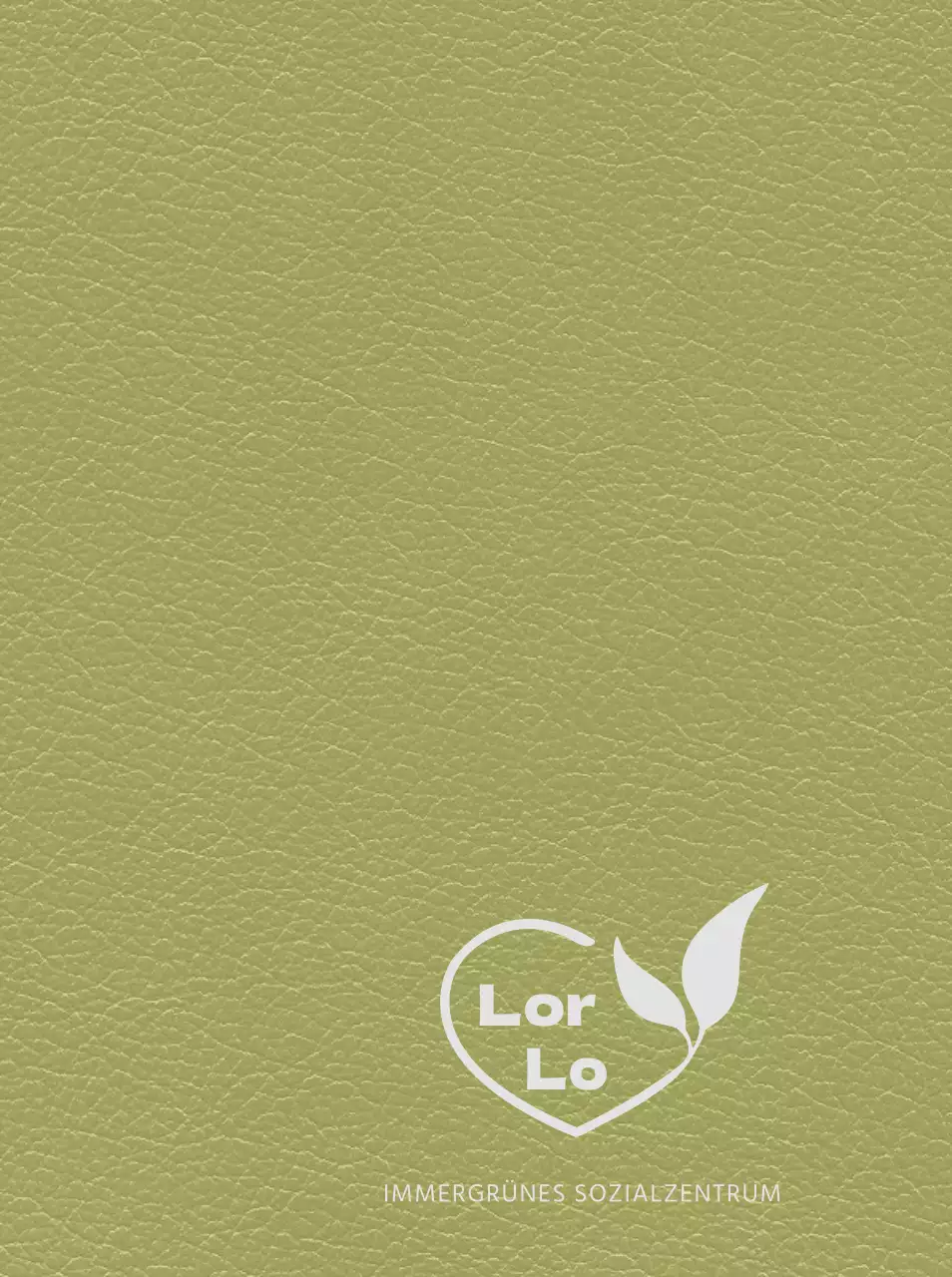 Tagebuchhülle der Sozialstation mit Logo aus Herzen und Blättern
