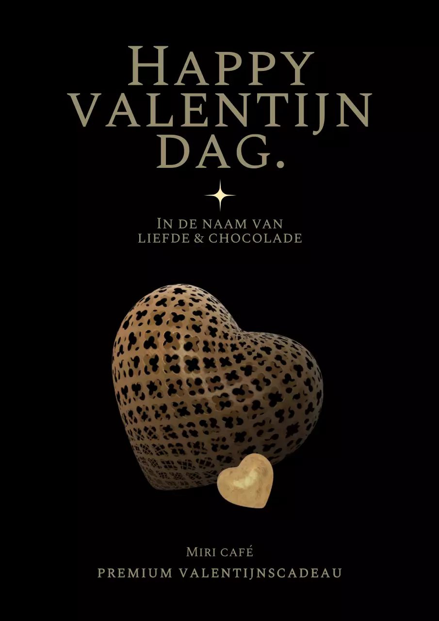 Valentijnsdag met een zwarte achtergrond en 3D gouden hart concept
