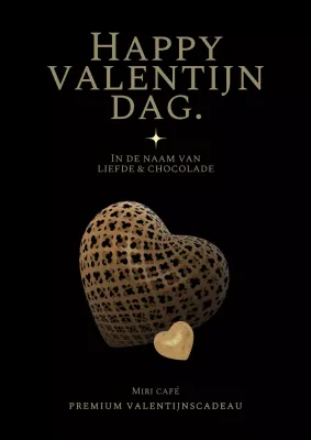 Valentijnsdag met een zwarte achtergrond en 3D gouden hart concept