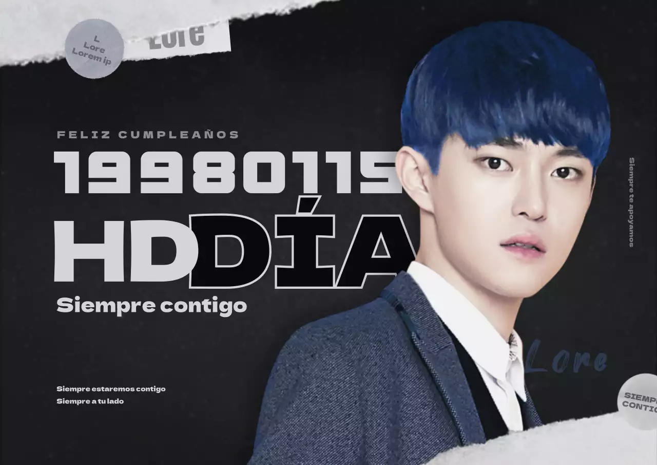 Feliz cumpleaños en blanco y negro Concepto de papel rasgado