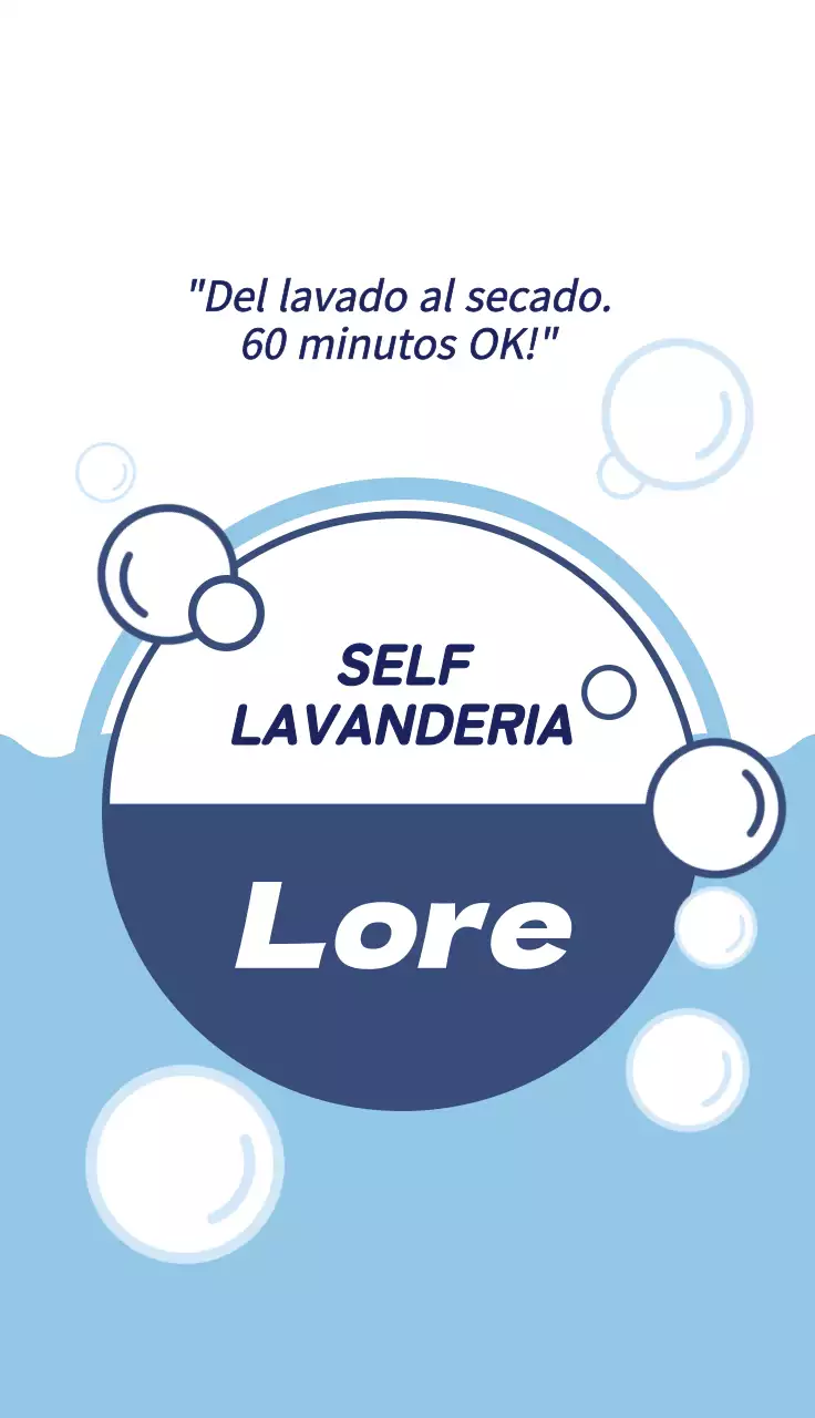 La ilustración azul promueve una lavandería limpia