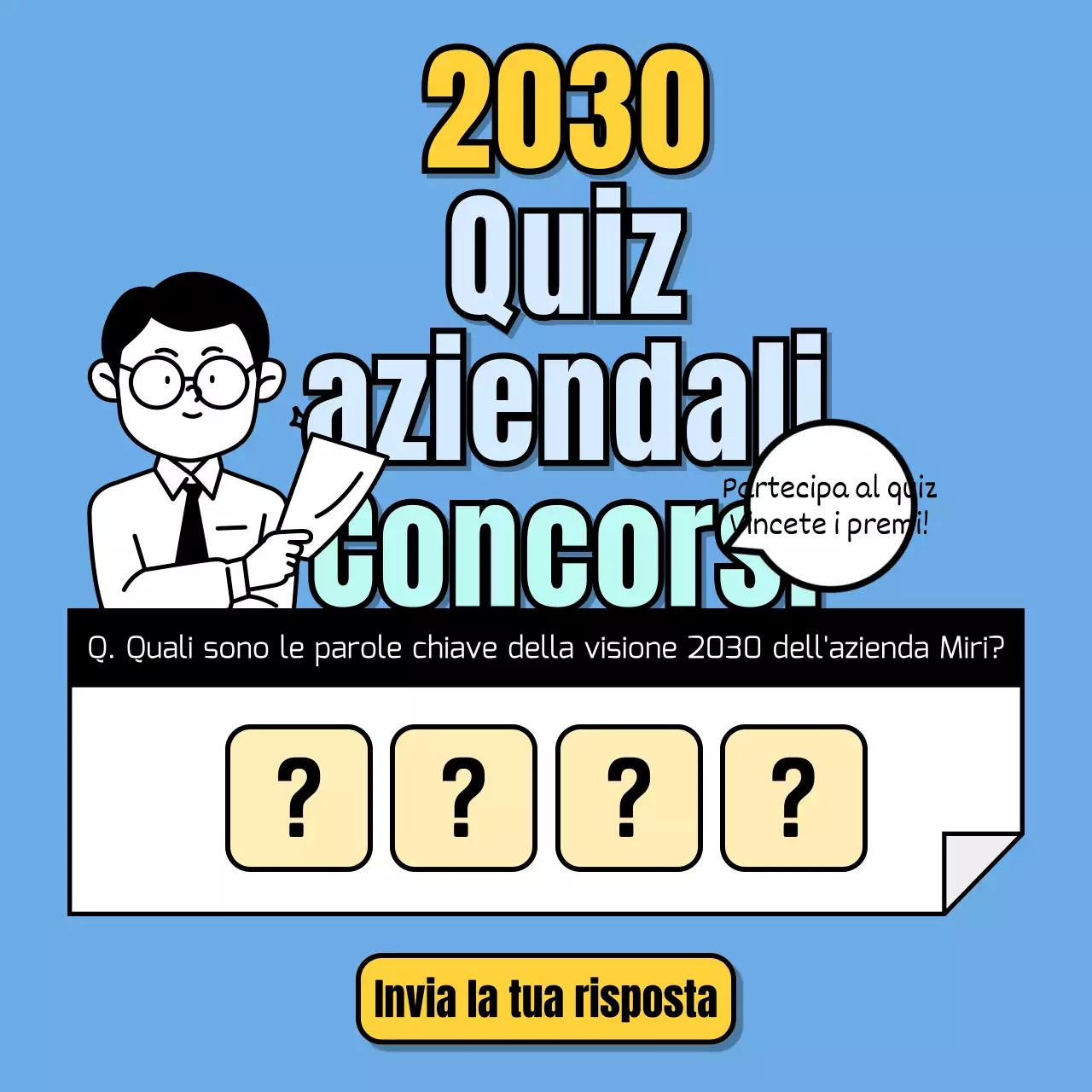 Uno sfondo monocromatico blu pulito per una gara di trivia in azienda