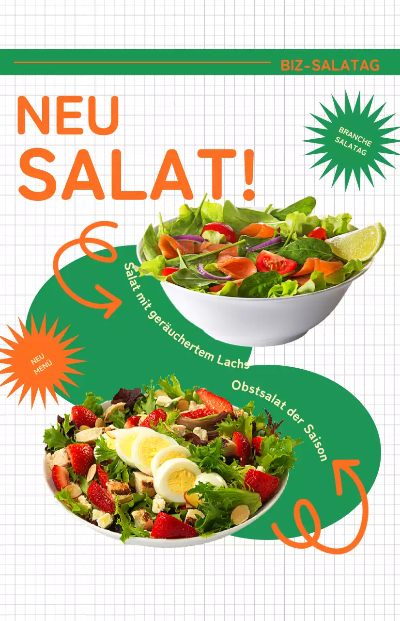 Werben Sie mit einer Fahne für ein frisch aussehendes Salatcafé-Menü