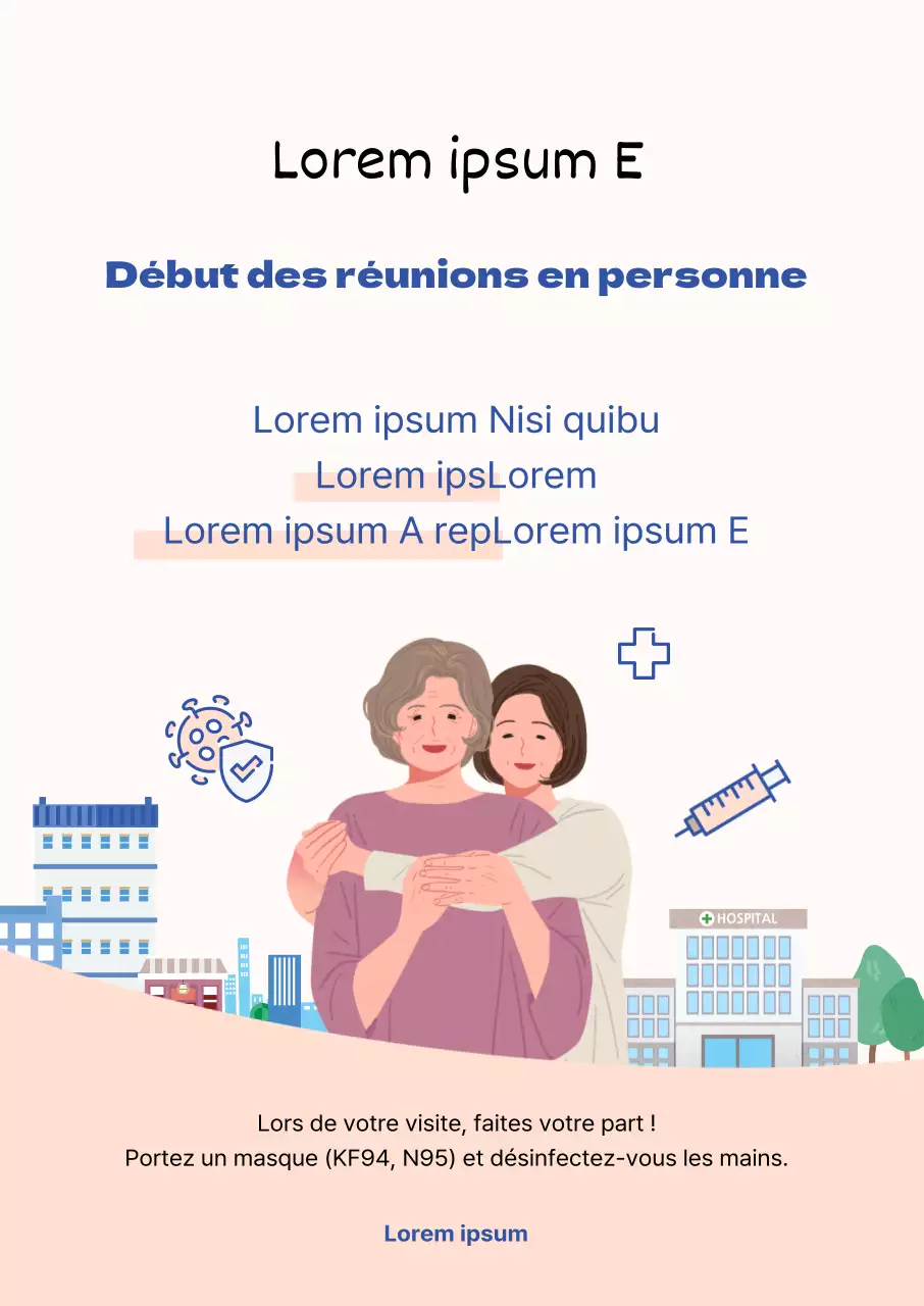 Instructions simples, illustrées en bleu et rouge, à suivre en face à face