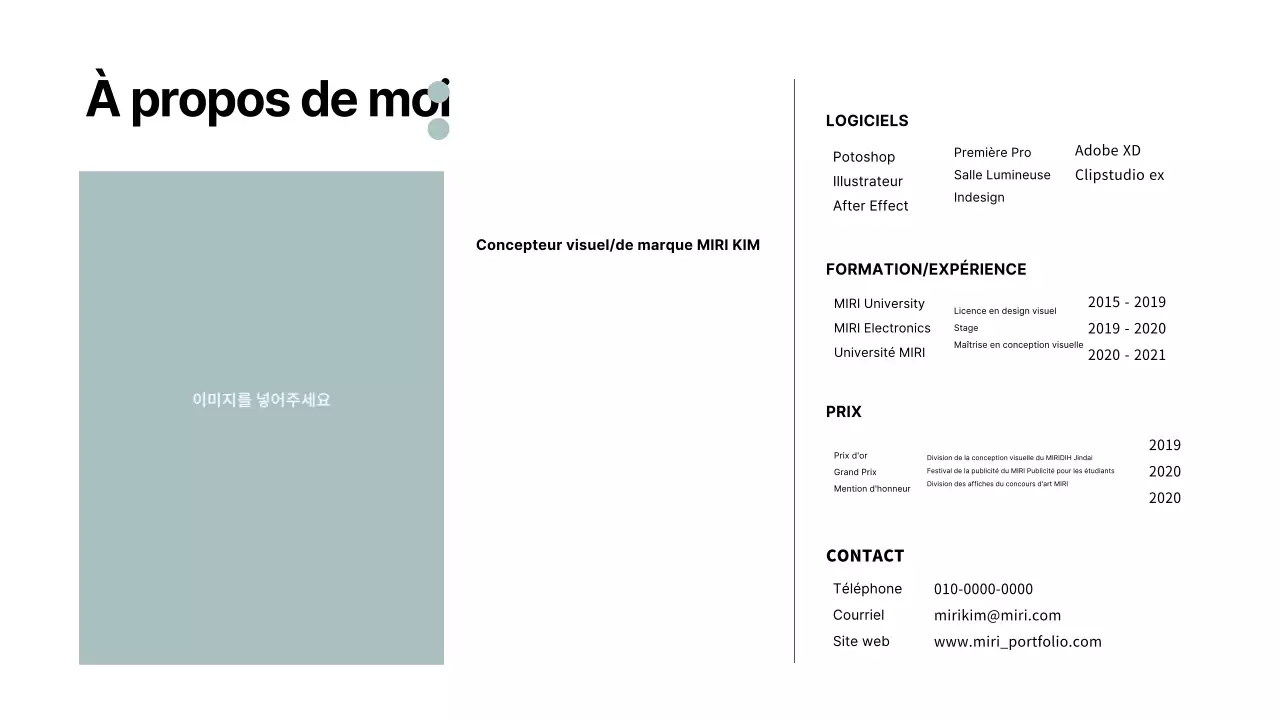 Portfolio avec une mise en page épurée