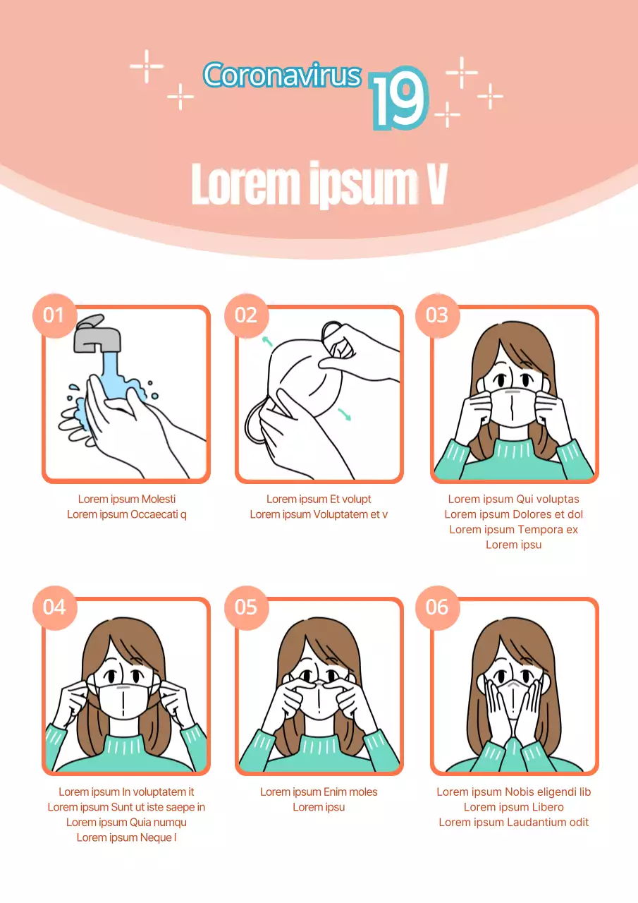 Mignon dépliant promotionnel rose et menthe sur la façon correcte de porter un masque