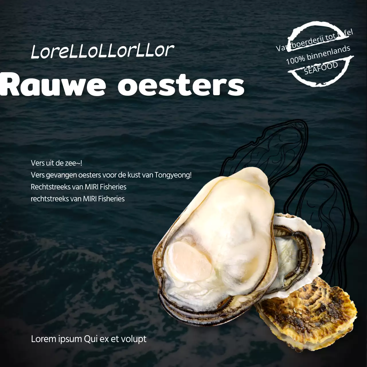 Witte en gele keurige winterdelicatesse Tongyeong oester voedselgids