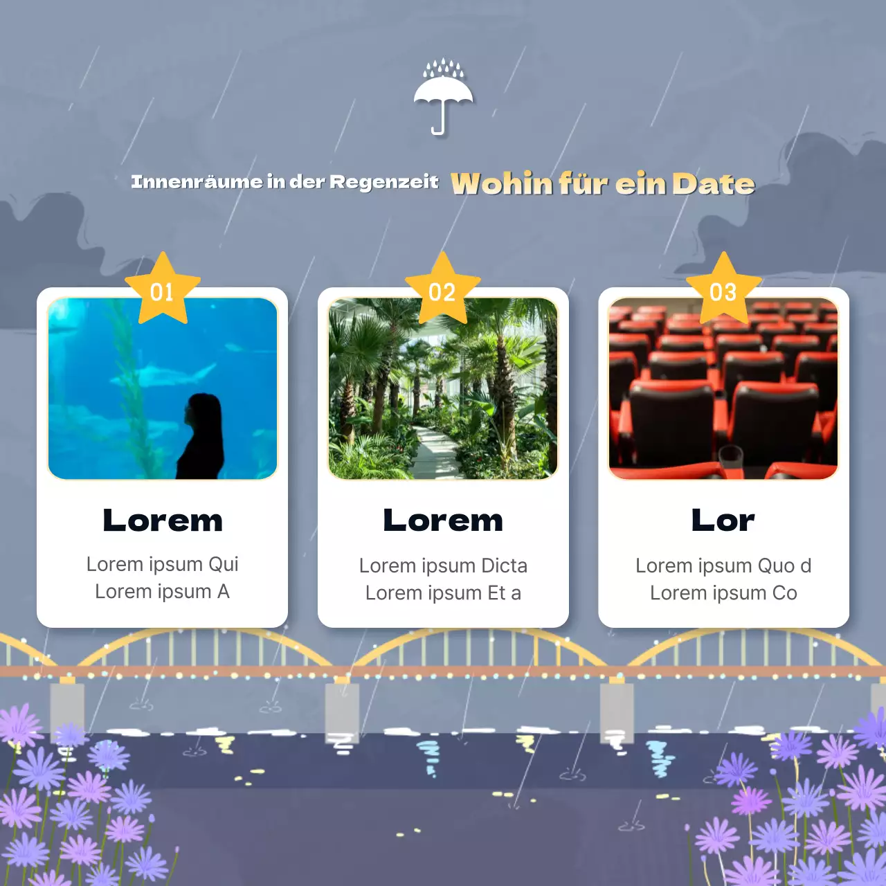 Ideen für Verabredungen an einem Regentag in Marineblautönen