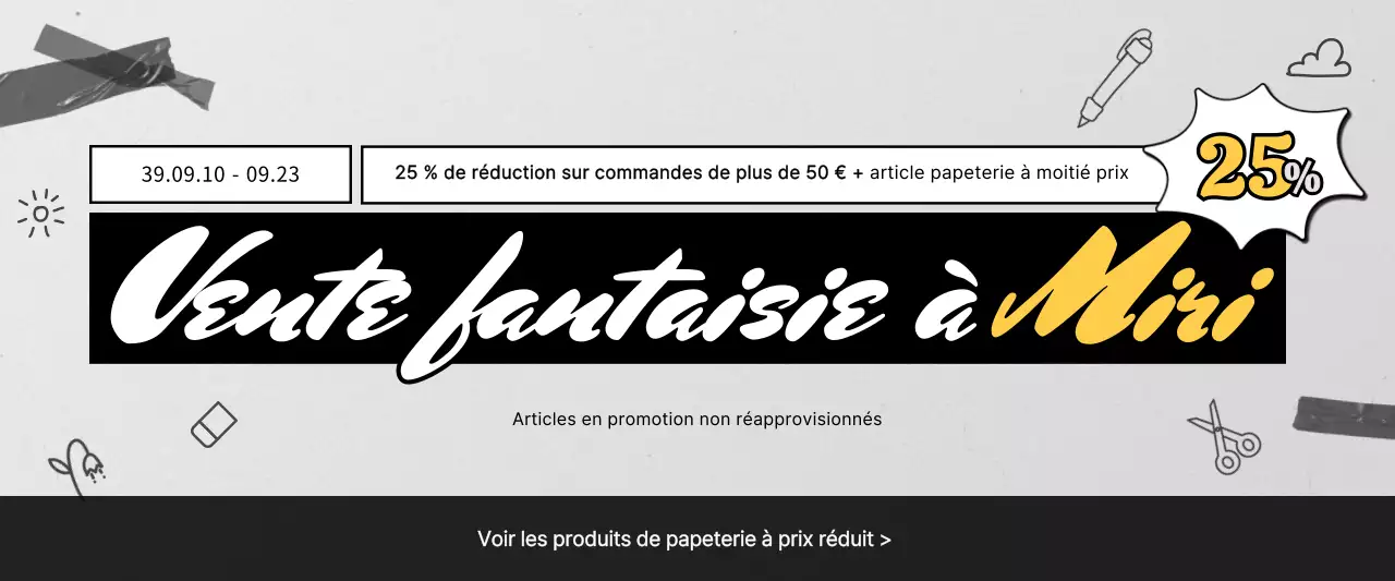 Papeterie fantaisie simple en noir et blanc en vente