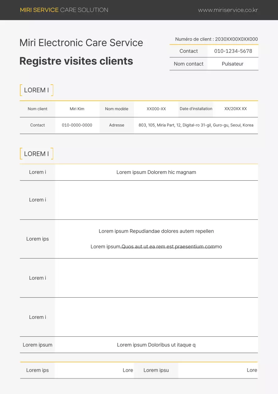 Un journal de visite simple, de couleur gris-jaune