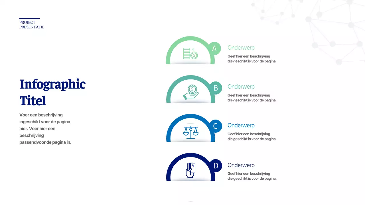 Blauw en groen financiële iconen infographic