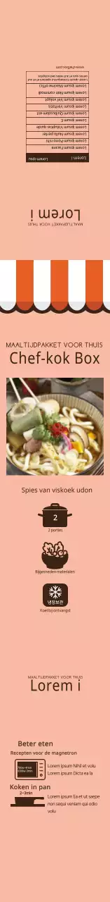 Roze geïllustreerde spies udon label