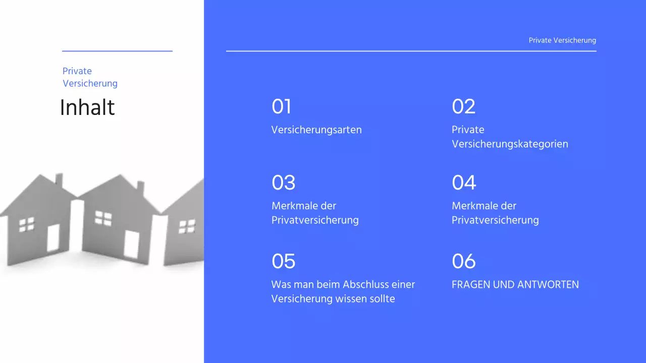 Eine einfache blaue und hellblaue Versicherungspräsentation