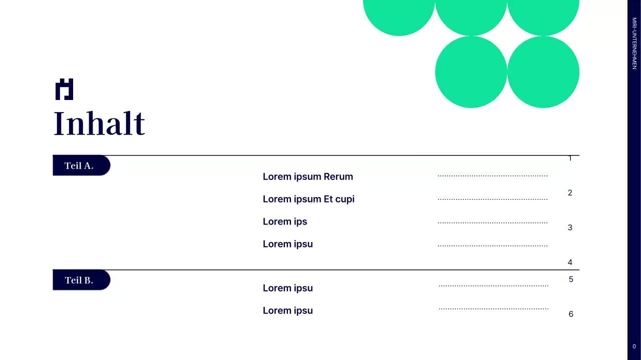 Einfacher Leistungsbericht für das erste Halbjahr mit marineblauen und grünen Kreisen