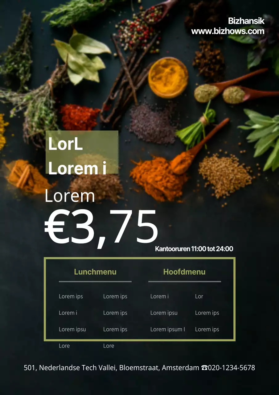 Kortingsmenu voor openingsfeest met zwarte en groene massagefoto's