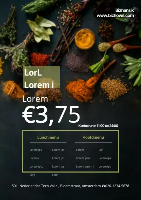 Kortingsmenu voor openingsfeest met zwarte en groene massagefoto's