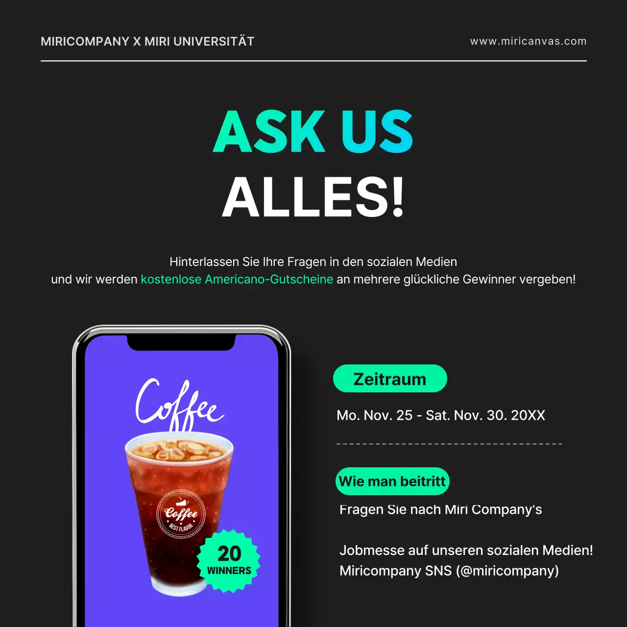 Eine Online-Stellenbörse für einen IT-Entwickler mit City-Pop-Atmosphäre, mit geometrischen Formen in Schwarz und Neonfarben.