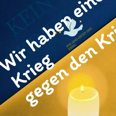 Blaue und gelbe Anti-Kriegs-Botschaft mit Kerzenlicht-Thema Social MediaSquare
