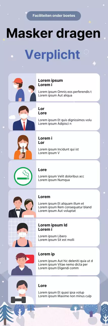 Eenvoudige blauwe geïllustreerde coronavirus preventiegids