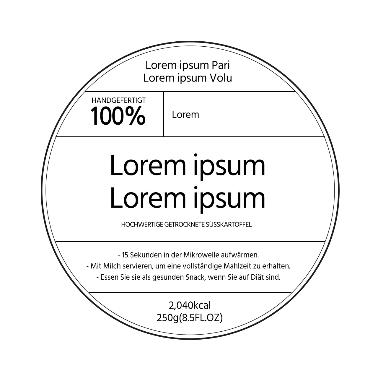 weiße Linie einfaches Lebensmittel-Süßwaren-Etikett