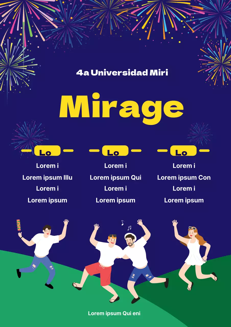 Anuncio y promoción del calendario de fiestas universitarias con ilustración de personas sodomizadas divirtiéndose