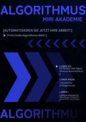 Anwerbung für das Konzept des blauen Pfeils der Algorithmen
