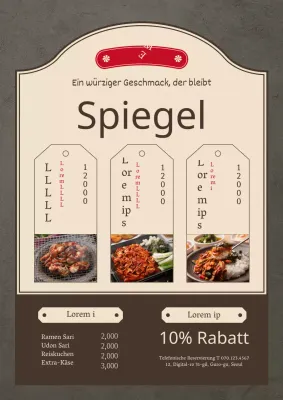 Ein ordentliches, braunes Tonkatsu-Restaurant-Menü.