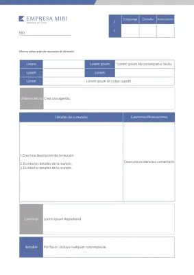Informe de actas de la reunión ejecutiva azul y gris simple