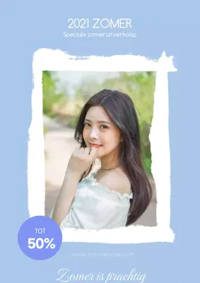 Eenvoudige zomerposter in lichtblauw