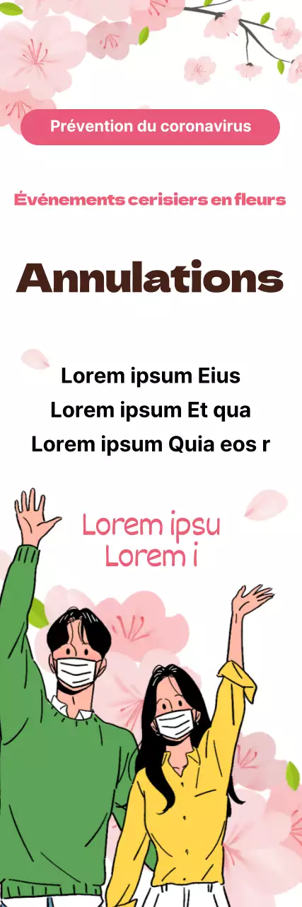 Annulations d'événements liés aux fleurs de cerisier soigneusement illustrées en rose