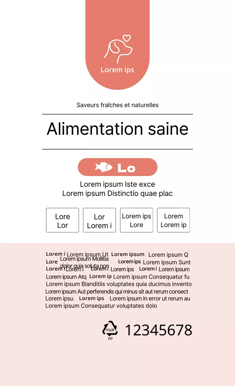 Étiquette rouge pour aliments pour animaux de compagnie
