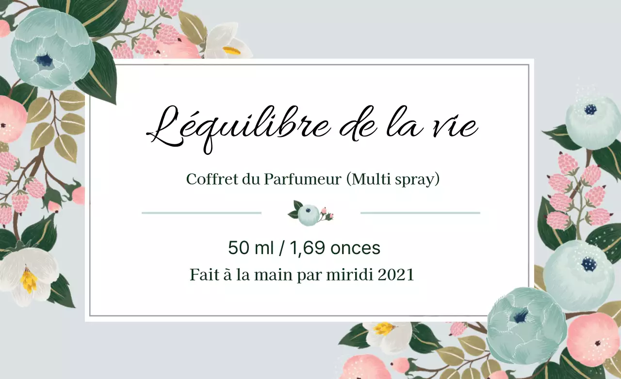 Étiquette de parfum vintage avec illustration bleue