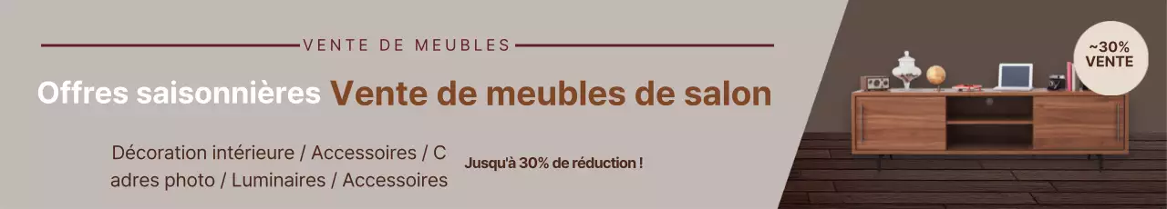 La photographie brune met en évidence la promotion d'un événement de mobilier d'intérieur soigné