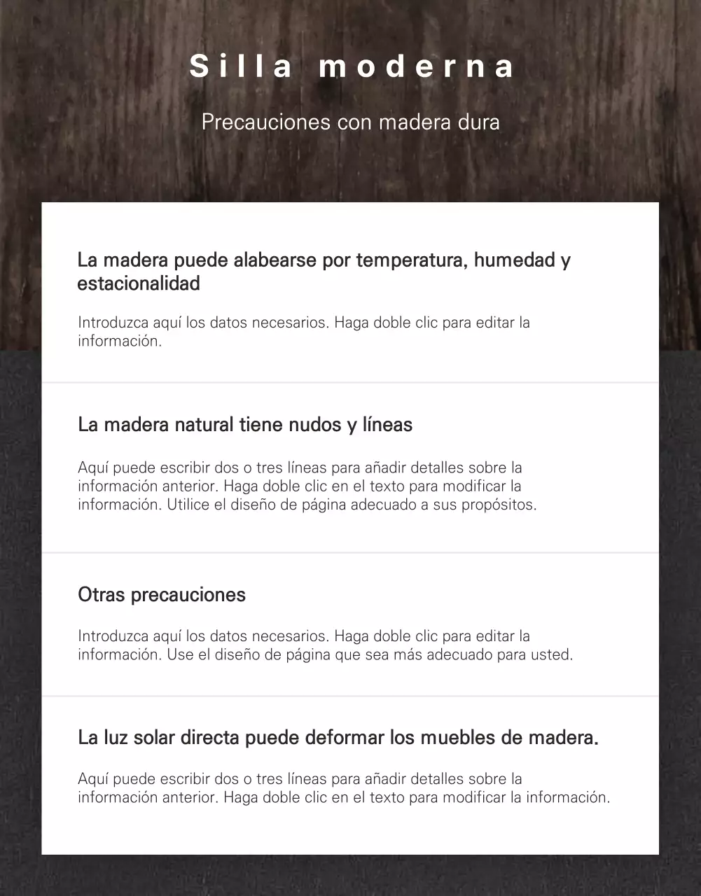 Silla moderna y sencilla en gris y marrón